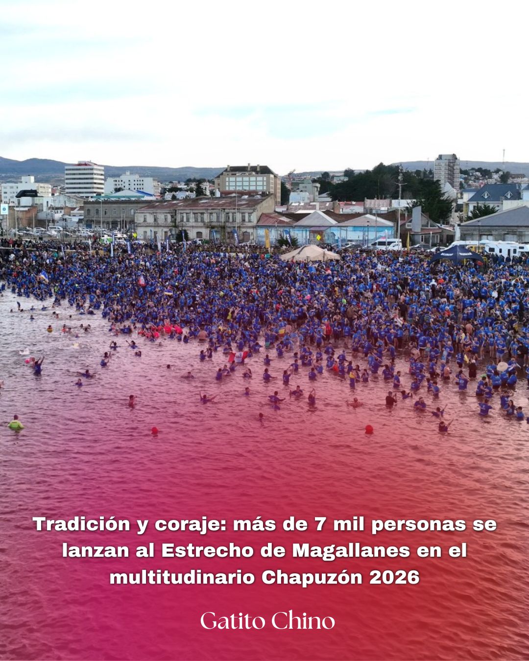 Más de 7 mil personas participan en el tradicional «Chapuzón del Estrecho» en Punta Arenas