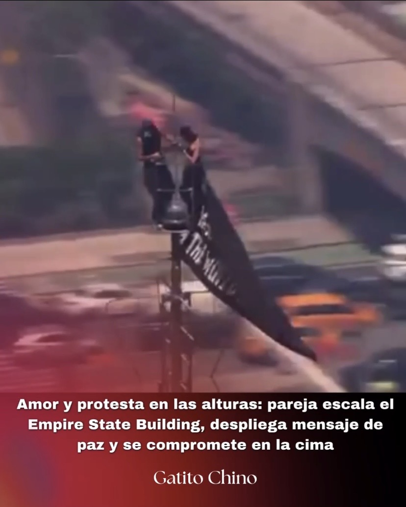 Escalada, protesta por la paz y propuesta de matrimonio en el Empire State Building
