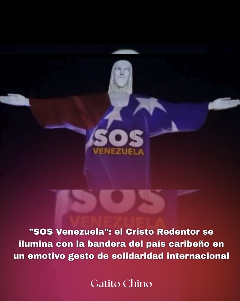 El Cristo Redentor de Río de Janeiro se ilumina con la bandera de Venezuela en gesto de solidaridad