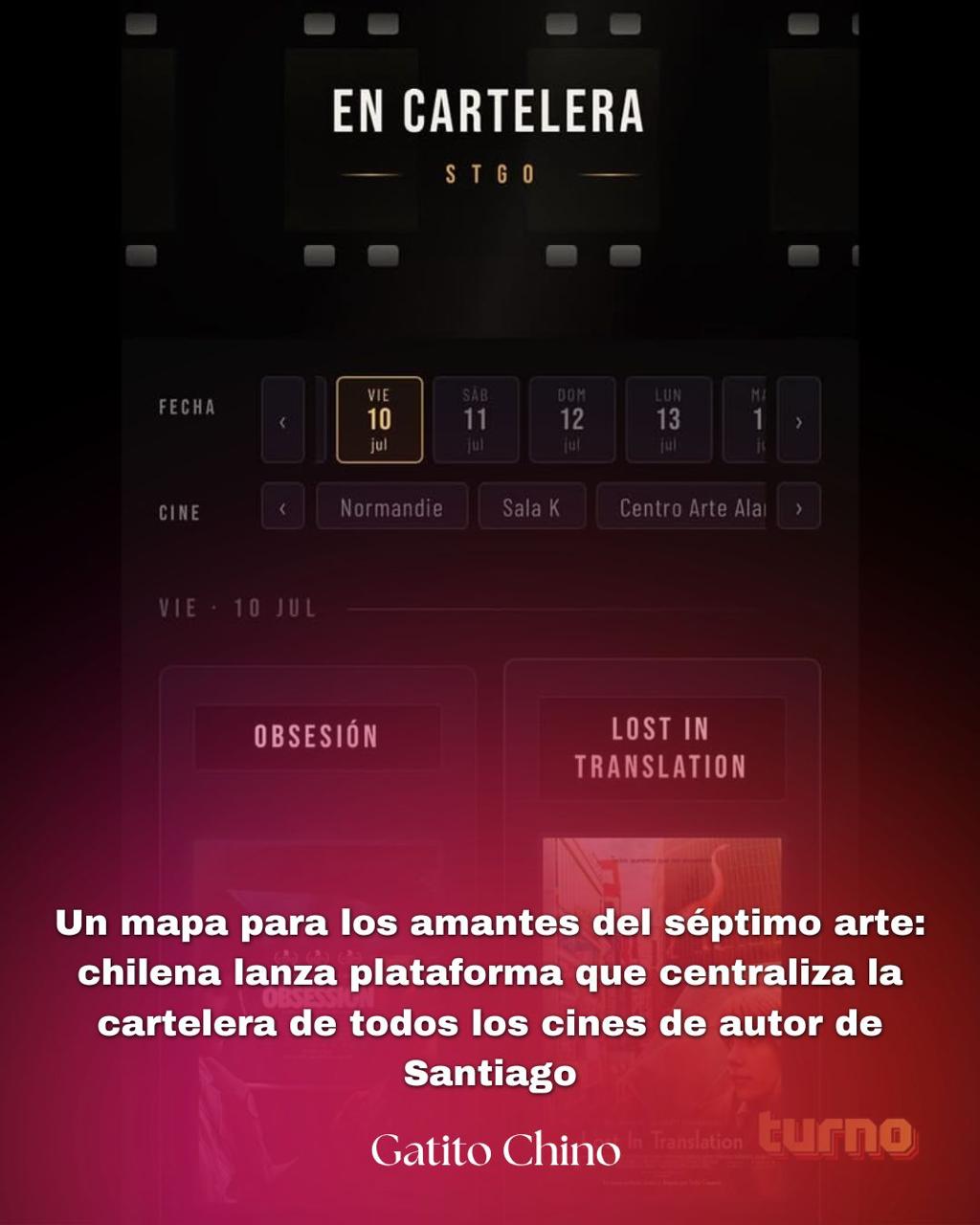 Chilena crea plataforma para unificar la cartelera de los cines arte de Santiago