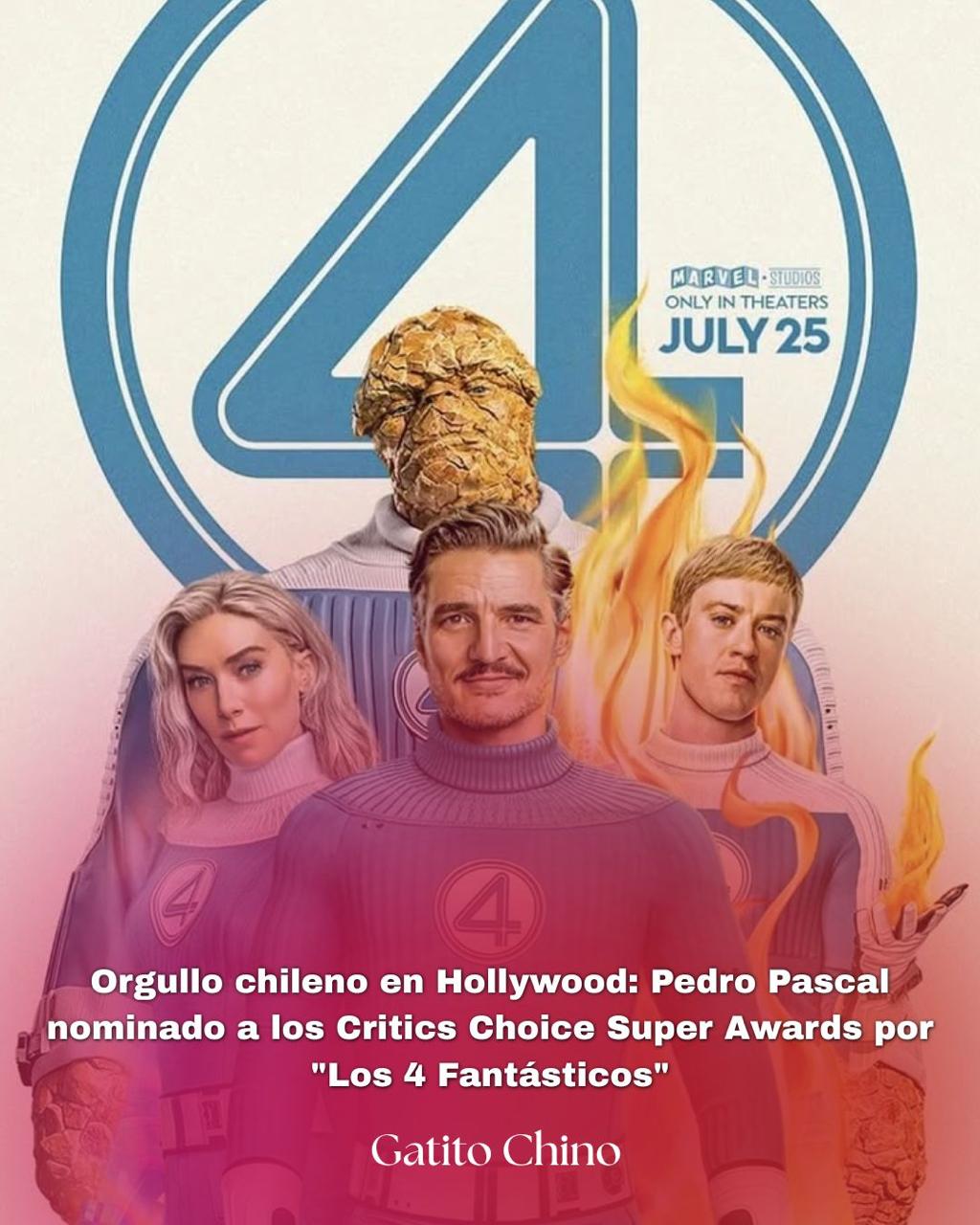 Pedro Pascal nominado a los Critics Choice Super Awards 2026 como Mejor Actor en Película de Superhéroes