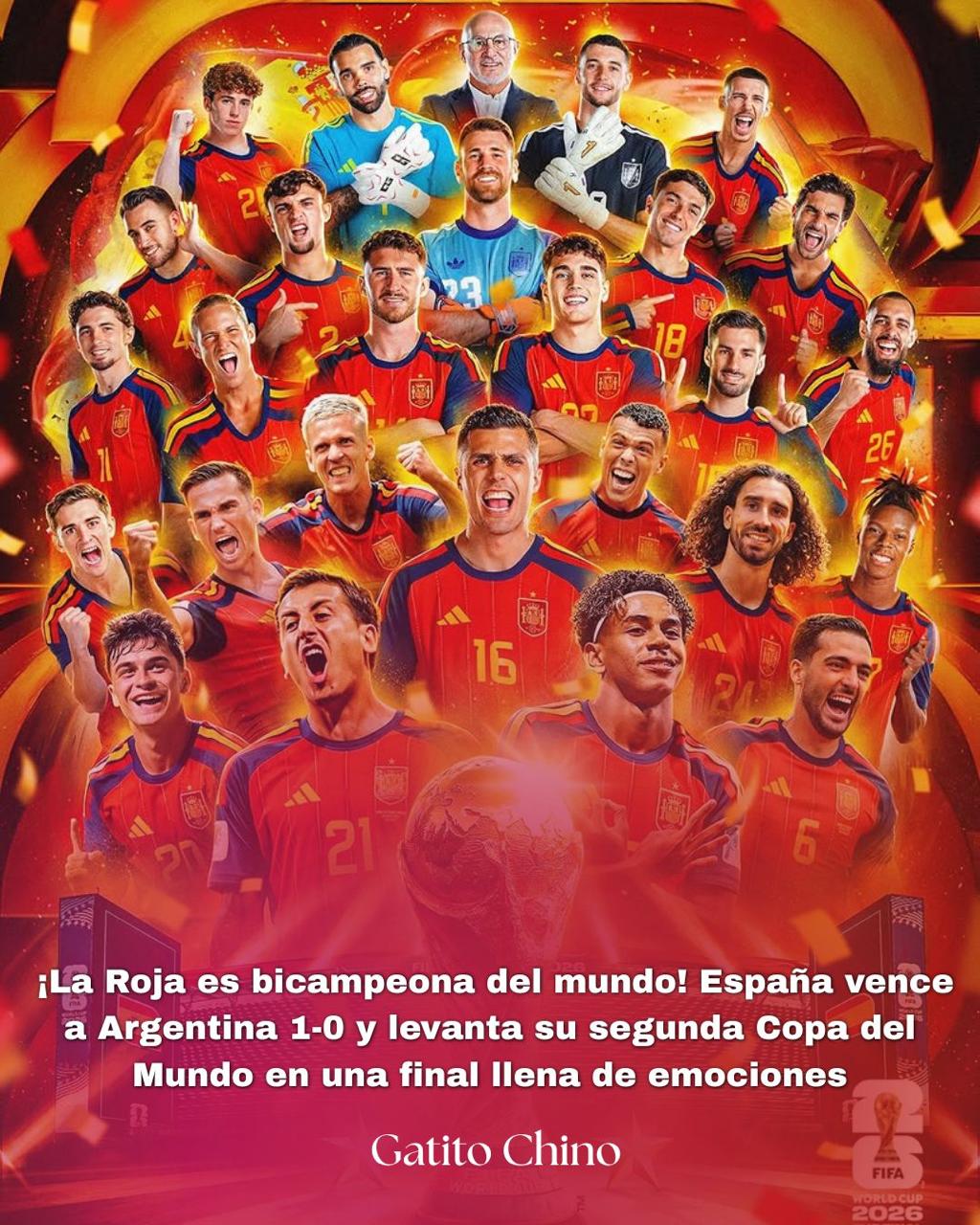 ¡La Roja es bicampeona del mundo! España vence a Argentina 1-0 y levanta su segunda Copa del Mundo