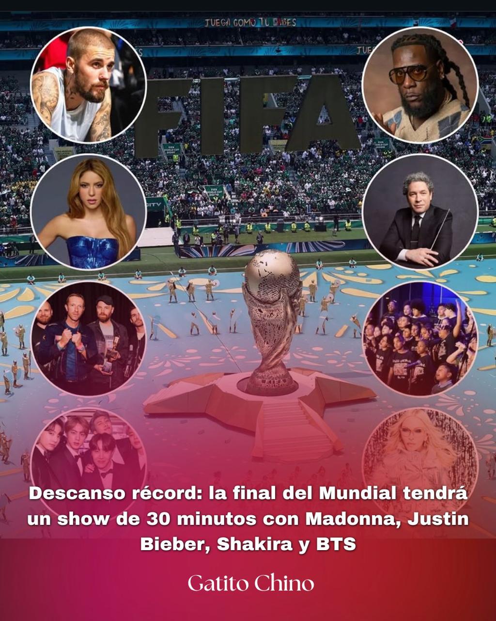 La final del Mundial tendrá un show de medio tiempo de 30 minutos