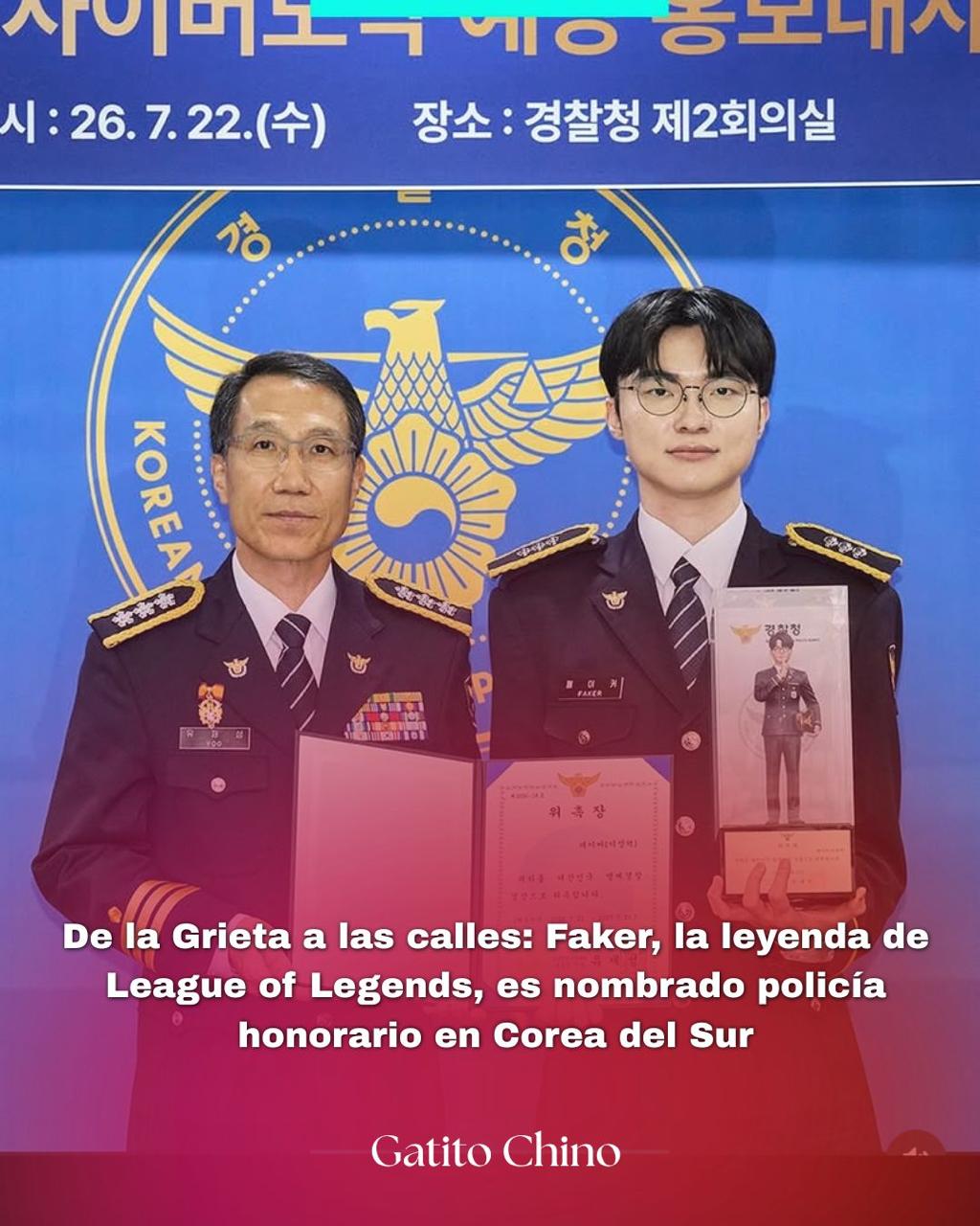 Faker, la leyenda de League of Legends, es nombrado policía honorario en Corea del Sur