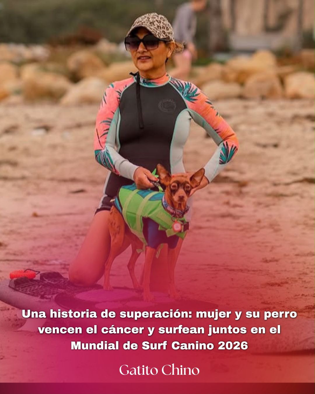 Sophia Sadlowski y su perro Rusty vencieron el cáncer y compitieron juntos en el Mundial de Surf Canino