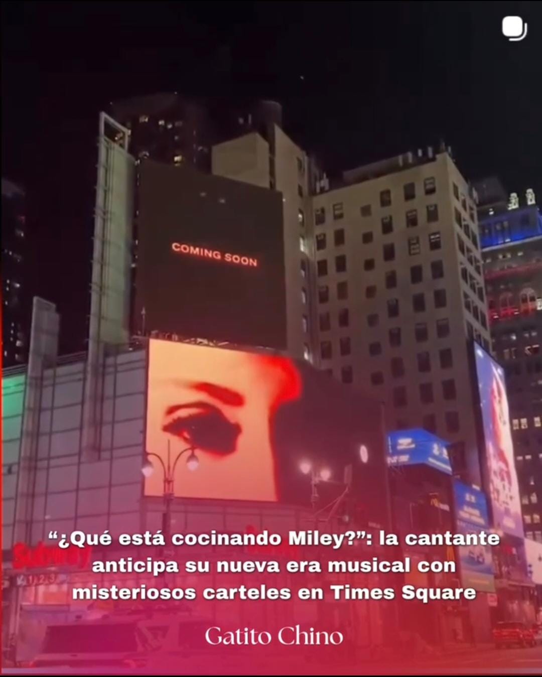 Miley Cyrus anticipa una nueva era musical desde Times Square