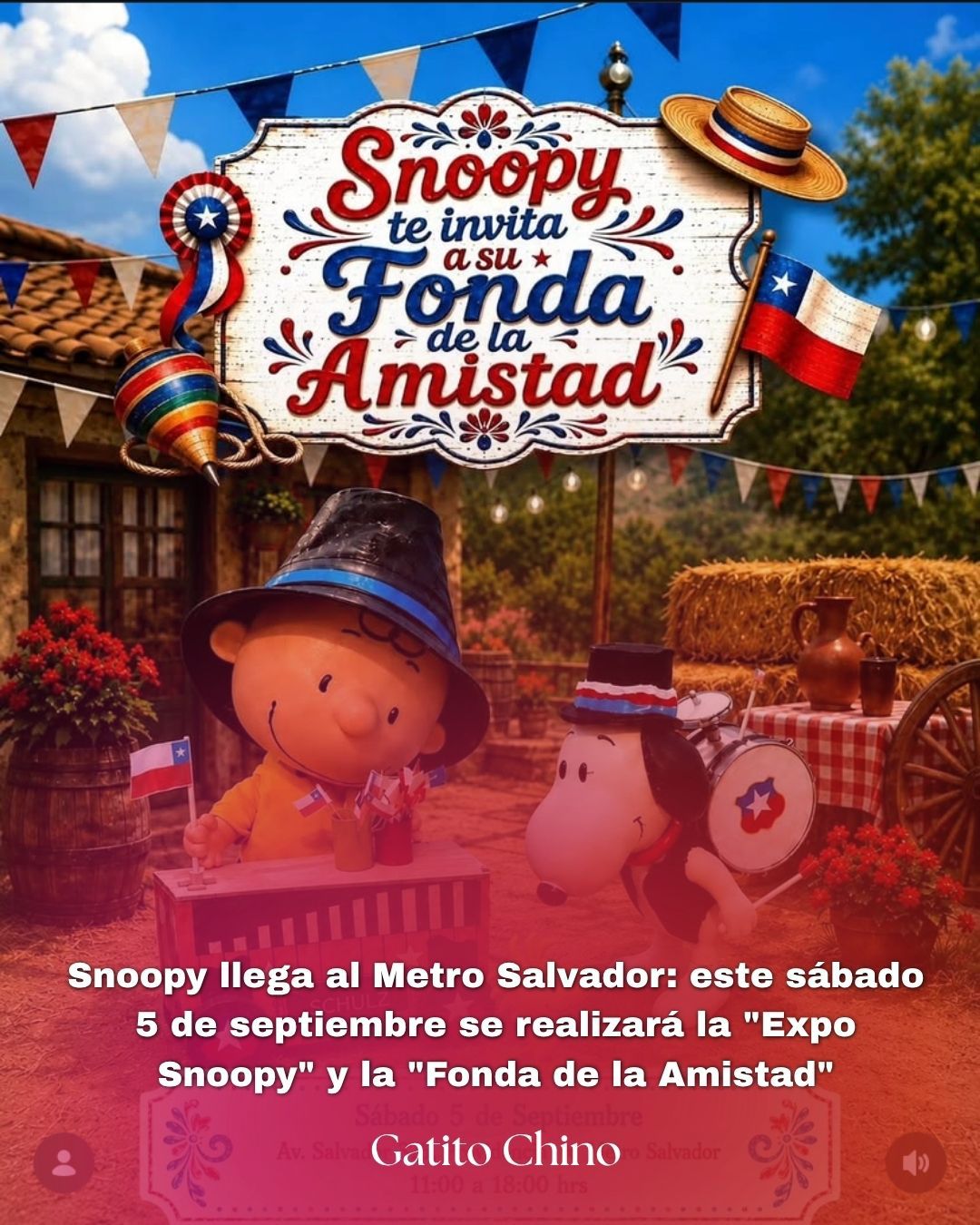 «Expo Snoopy» y «Fonda de la Amistad» este sábado 5 de septiembre en el Metro Salvador
