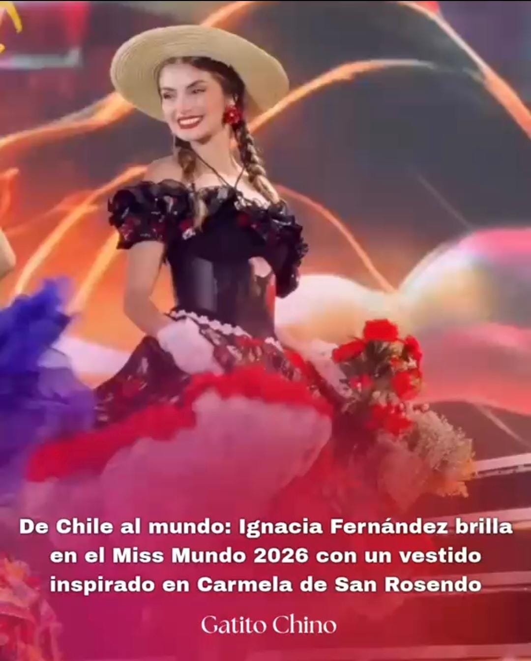 Ignacia Fernández deslumbra en el Miss Mundo 2026 con un vestido inspirado en «La Pérgola de las Flores»